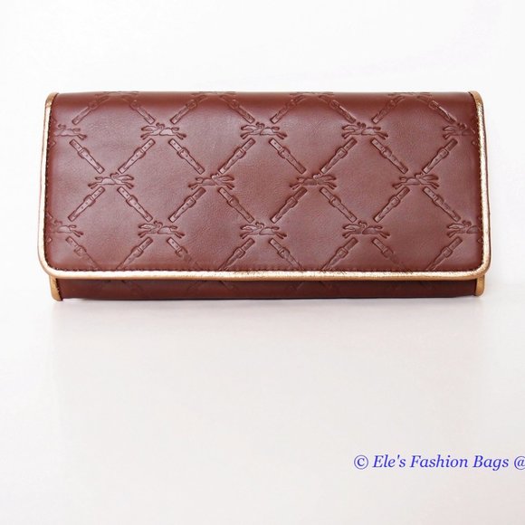 NIB Longchamp LM Cuir Leather Flap Snap Wallet BROWN 100% AUTHENTIC - Picture 6 of 14